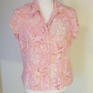 H24 - Pink button down collar top